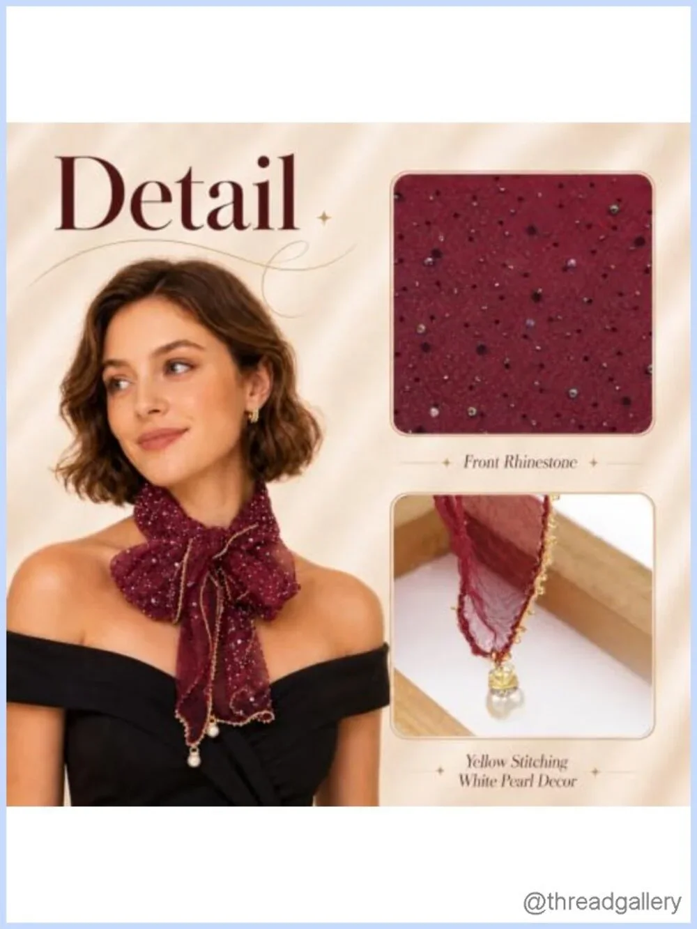 Rhinestone Mesh Head Scarf Sequin Bandana Womens Fashion Neck Scarf